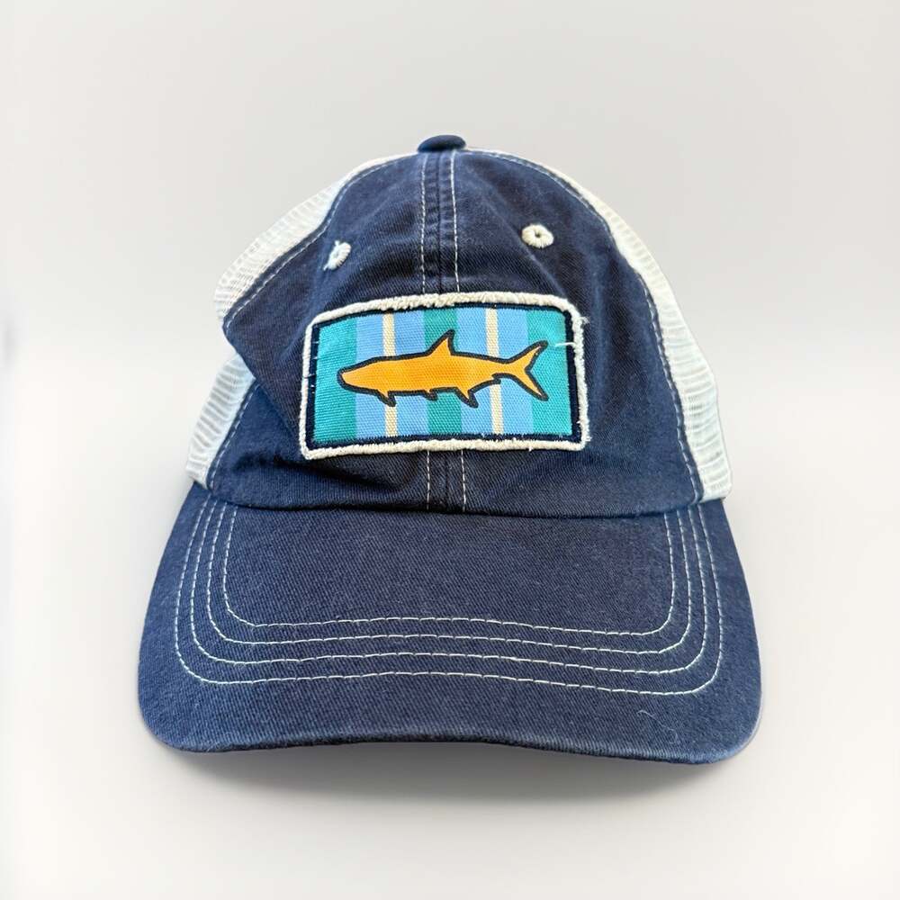 True Flies Mens Blue Fish Patch Adjustable Strapback Hat Mesh Baseball Cap
